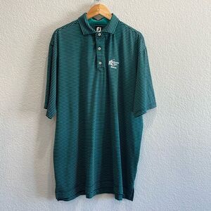 FootJoy FJ Teal Green with Blue Stripes Meadow Lake Athletic Golf Polo Size XL